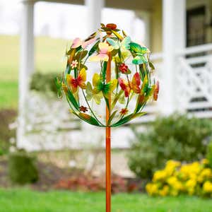 New ~ PINK/RED TIPS 3D METAL FLOWER WIND CHIME Garden Decoration PORCH PATIO ~ 